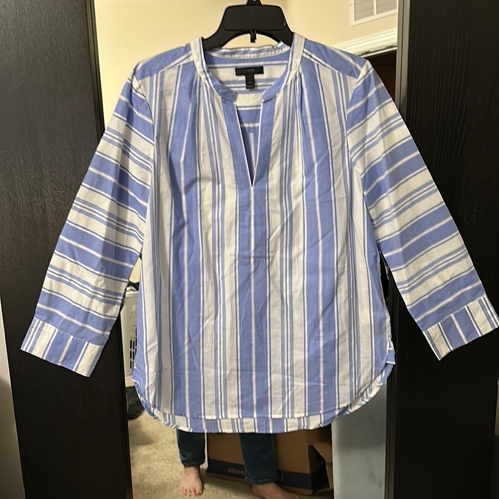 J crew Mixed stripe popover top - Picture 1 of 1